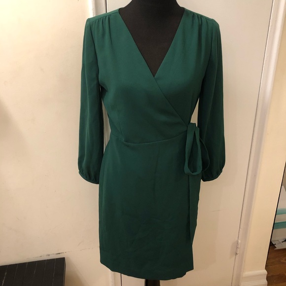 Jcrew Green NWT Wrap Crepe Dress - Picture 1 of 5